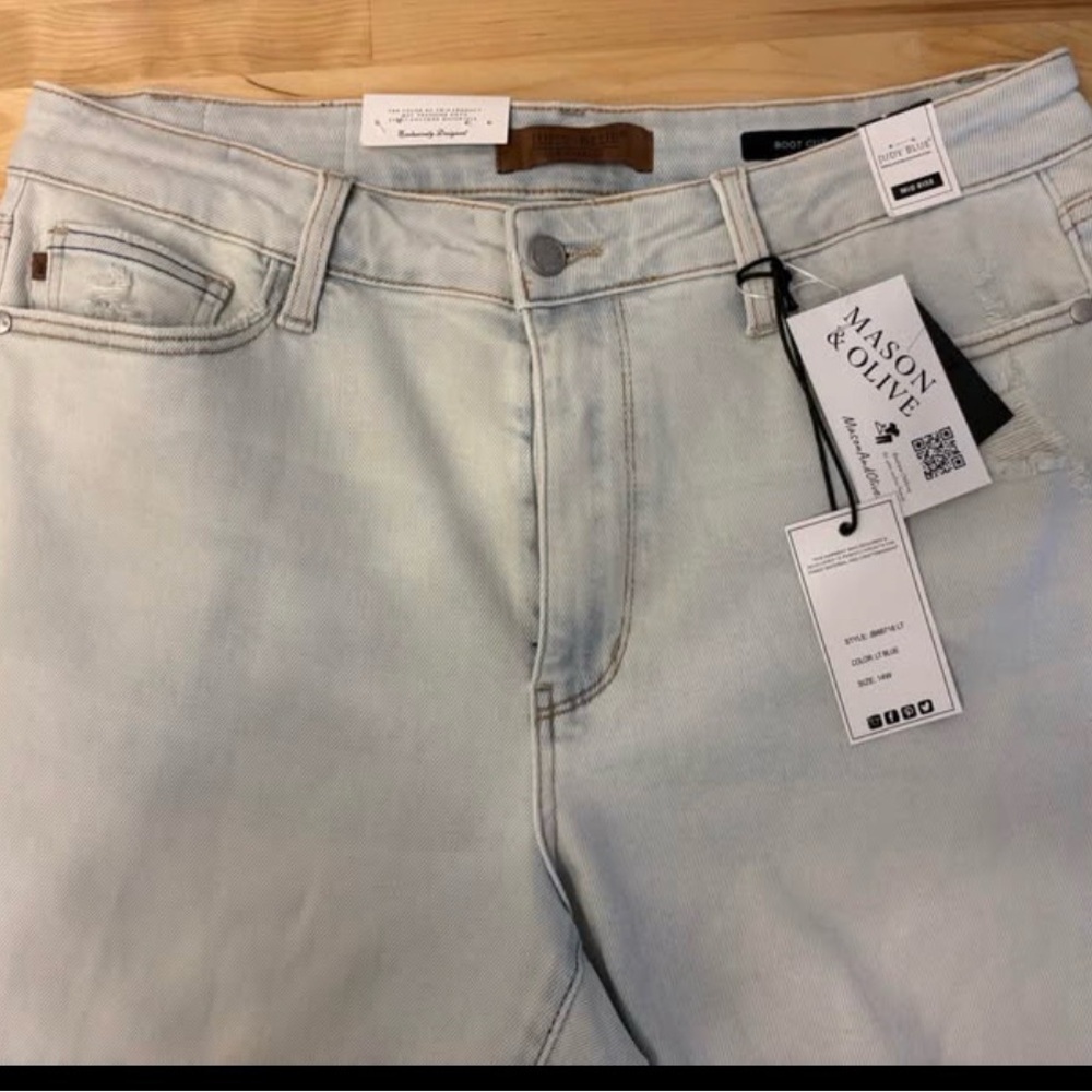 Judy Blue Light Blue distressed Denim Jeans boot cut NWT